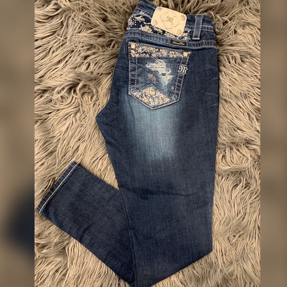 MISS ME Bedazzled Mid-Rise East Skinny Jeans